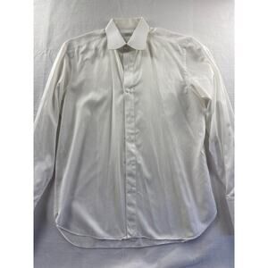 Men’s de Lisi White Cotton Textured Dress Shirt Sz 40/15 1/2